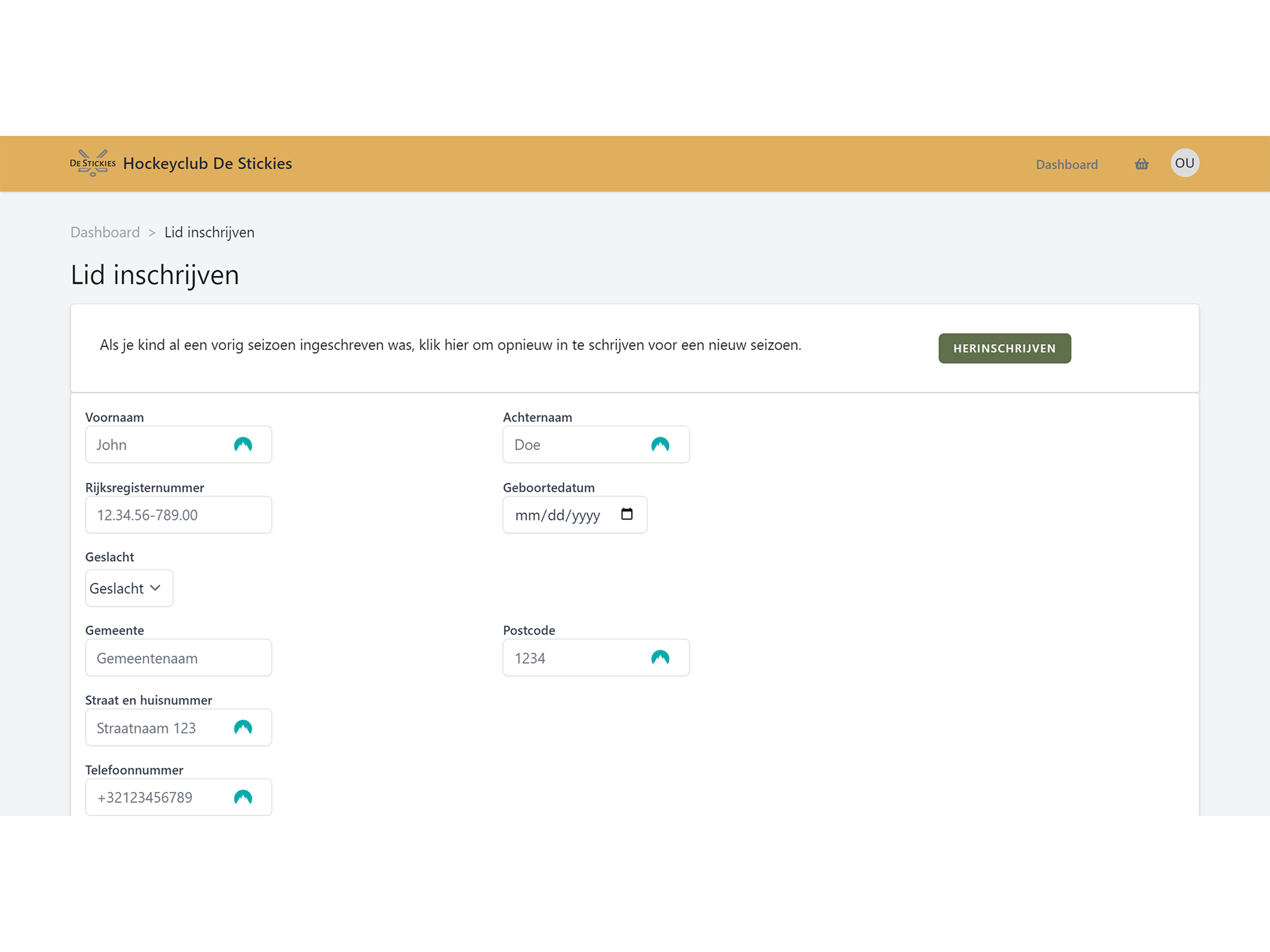 child registration page